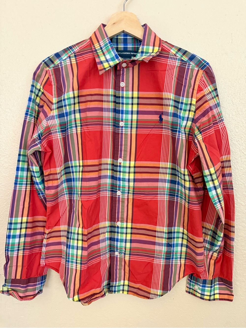 Ralph Lauren Red Multicolor Plaid Button-Down Shirt